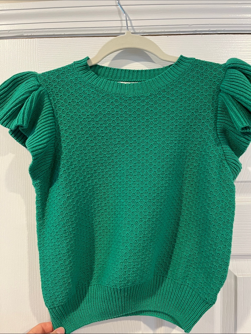 EUC Pinch Emerald Knit Ruffle Sleeve Top size S